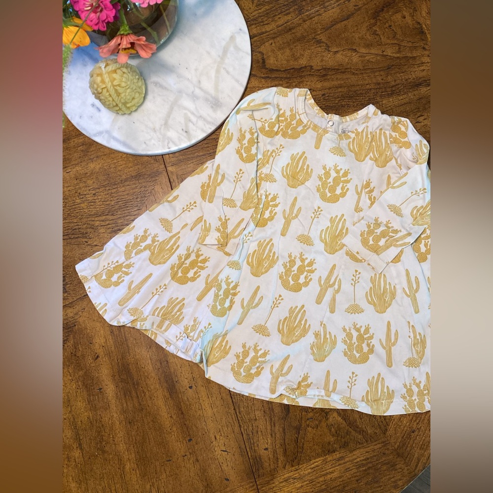 Cactus Print Long Sleeve Dress